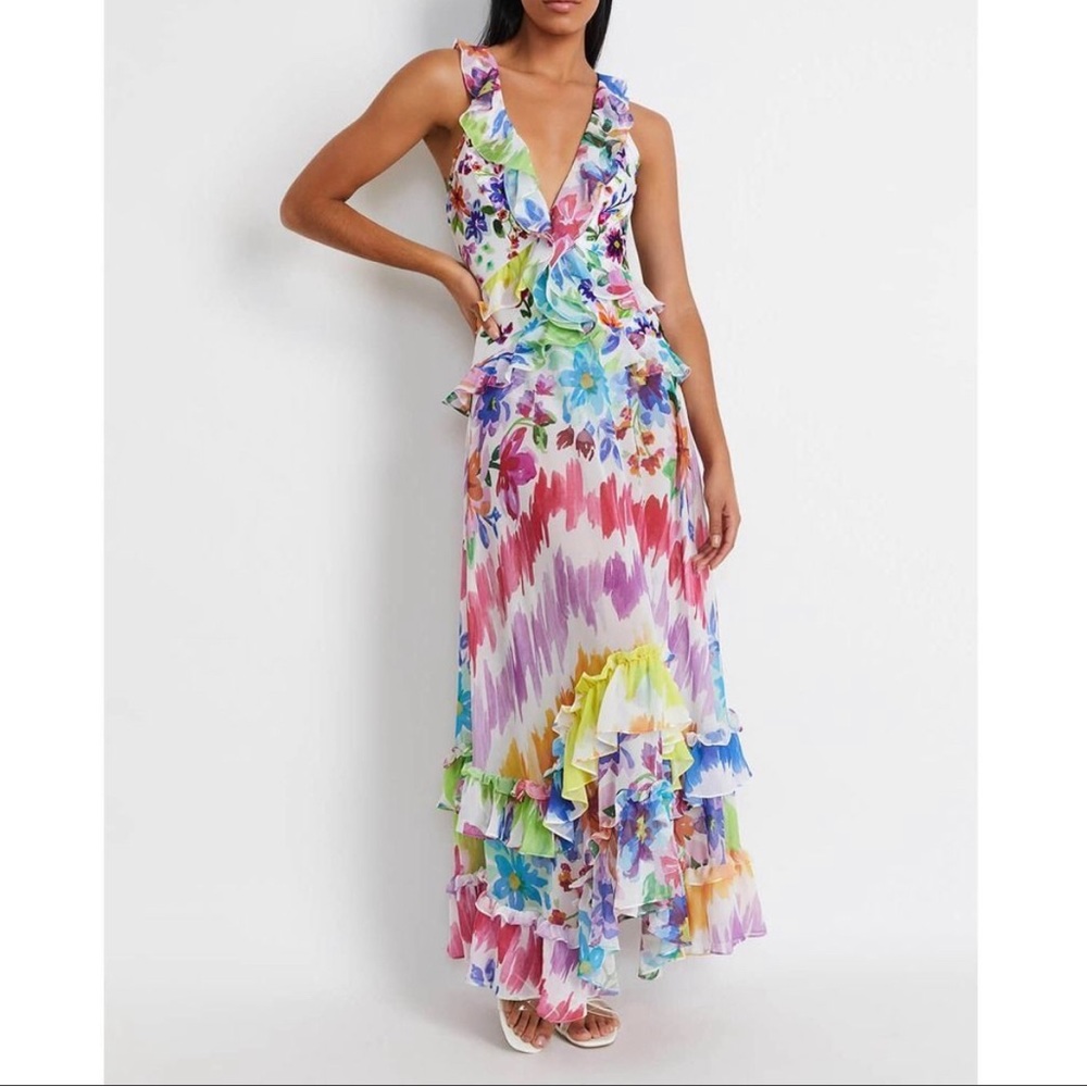 PatBo Bloom Ruffle V-neck dress